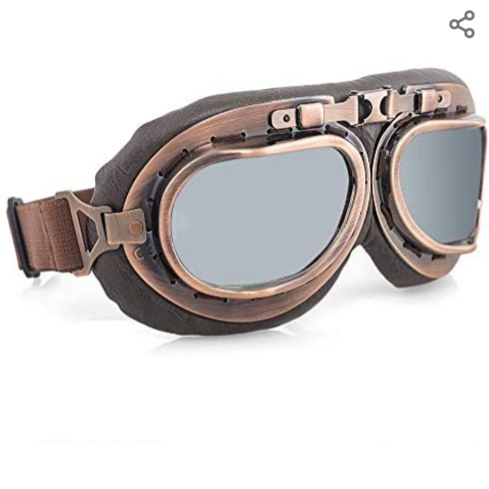 Steampunk pilot motorcycle cosplay vintage aviator